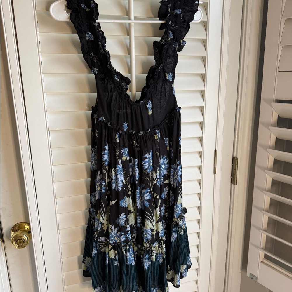 Intimately Free People Bali Wild Slip Dress Black Blue Floral Medium